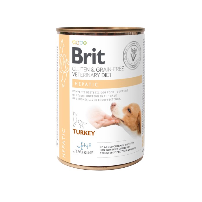 Влажный корм Brit GF VetDiet Hepatic для собак, для поддержки работы печени, индейка и горошек, 400 г