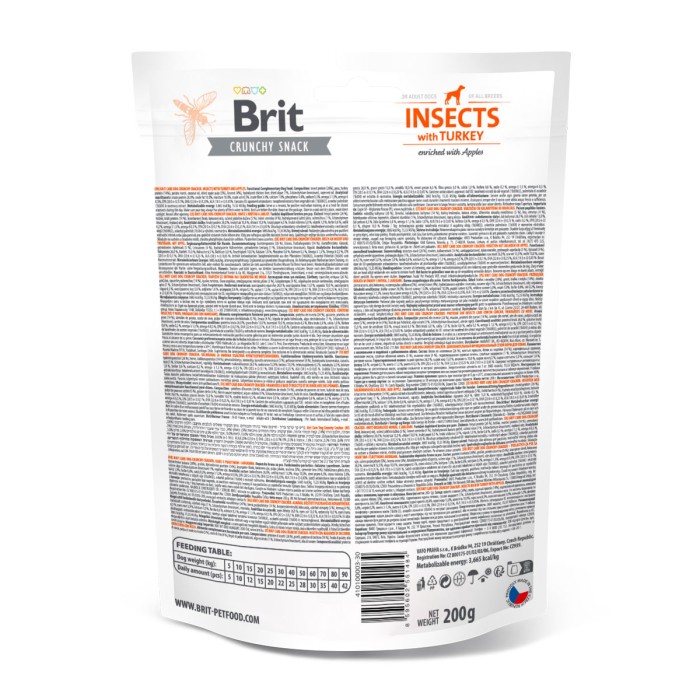 Ласощі для собак Brit Care Dog Crunchy Cracker Insects with Turkey для підтримки ваги, комахи, індичка та яблуко, 200 г
