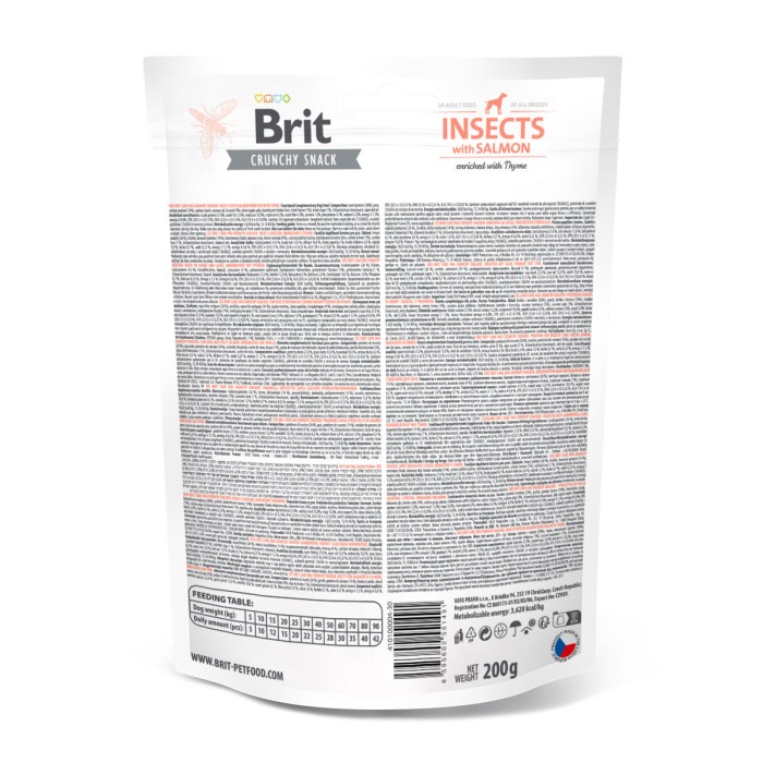 Ласощі для собак Brit Care Dog Crunchy Cracker Insects with Salmon для чутливого травлення, комахи, лосось і чебрець, 200 г