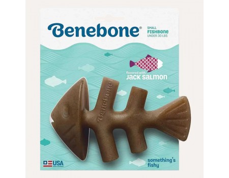 Іграшка міцна для жування Benebone Рибна кістка, зі смаком лосося - SMALL, для собак вагою до13 кг 