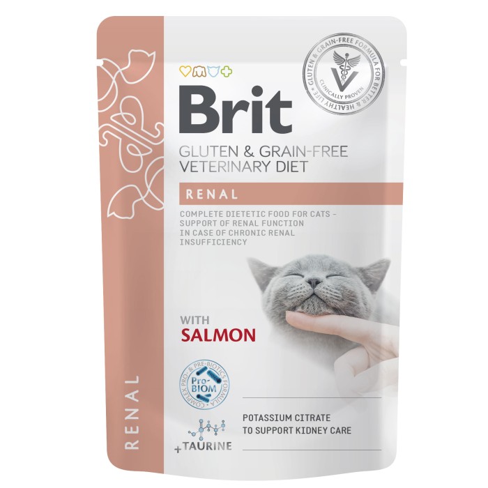 Корм влажный для кошек Brit GF VetDiet Renal с лососем, 12 x 85 г