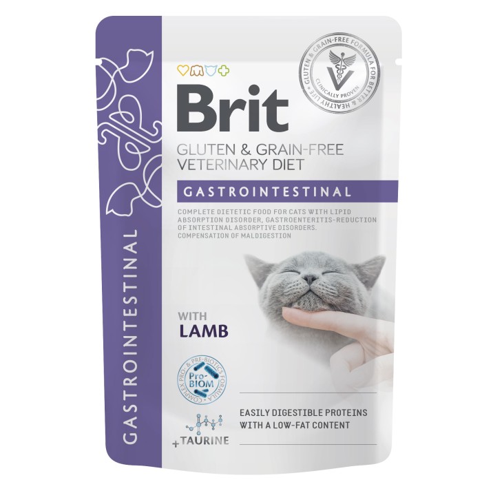 Корм влажный для кошек Brit GF VetDiet Gastrointestinal с ягненком, 12 x 85 г