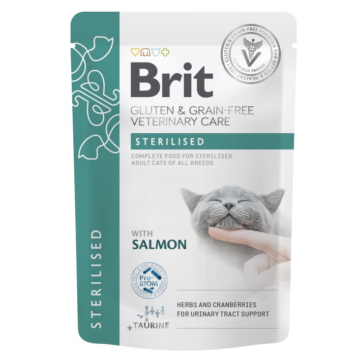 Корм влажный для кошек Brit GF VetDiet Care Sterilised с лососем, 12 x 85 г