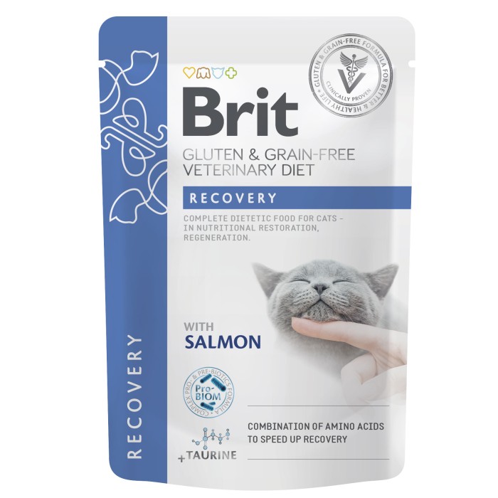 Корм влажный для кошек Brit GF VetDiet Recovery с лососем, 12 x 85 г