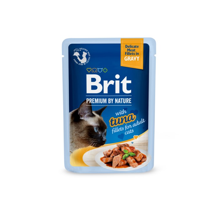 Корм вологий Brit Premium Delicate Fillets in Gravy Tuna для котів, філе в соусі, тунець, 85 г 