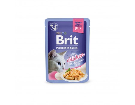 Корм вологий Brit Premium Delicate Fillets in Jelly Chicken для котів, філе в желе, курка, 85 г 