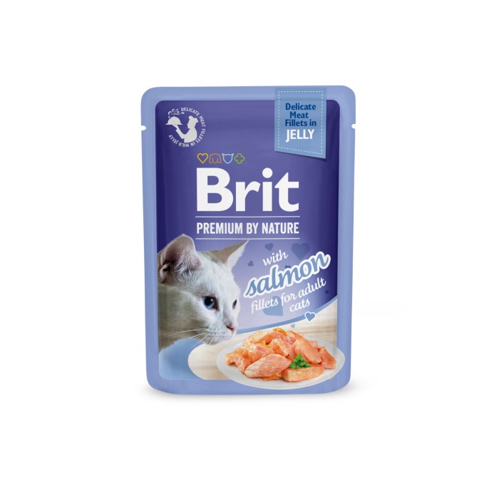 Корм влажный Brit Premium Delicate Fillets in Jelly Salmon для кошек, филе в желе, лосось, 85 г