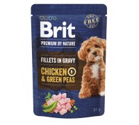 Корм влажный Brit Premium Fillets in Gravy Chicken & Green Peas для со..