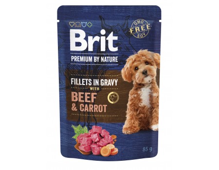 Корм влажный Brit Premium Fillets in Gravy Beef&Carrot для собак малых пород филе в соусе говядина и морковь 85 г