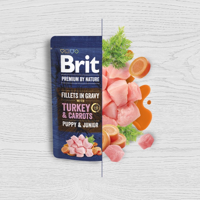 Корм Brit Premium Fillets in Gravy Turkey & Carrots Puppy для цуценят малих порід філе в соусі індичка і морква 85 г