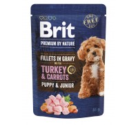 Корм влажный Brit Premium Fillets in Gravy Turkey & Carrots Puppy для ..