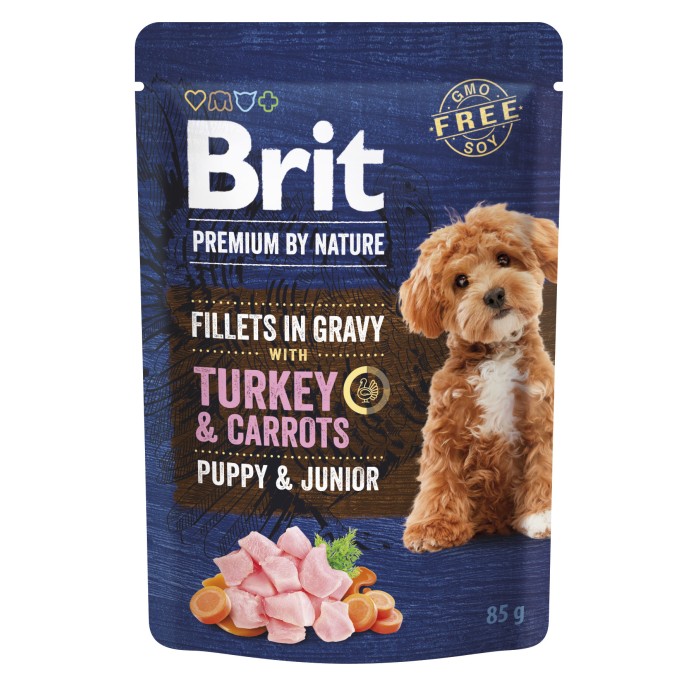 Корм Brit Premium Fillets in Gravy Turkey & Carrots Puppy для цуценят малих порід філе в соусі індичка і морква 85 г