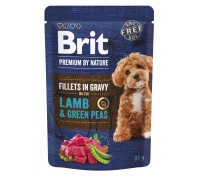 Корм влажный Brit Premium Fillets in Gravy Lamb & Green Peas для собак..