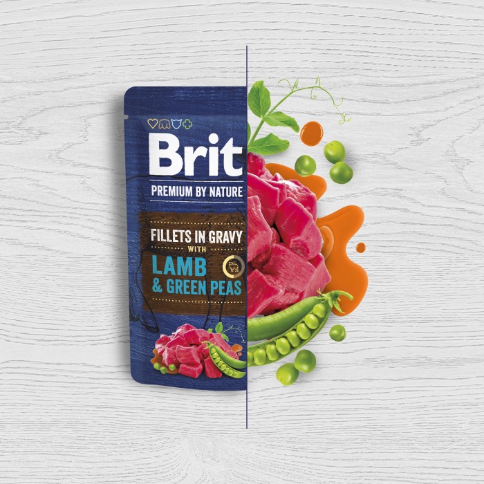 Корм Brit Premium Fillets in Gravy Lamb & Green Peas для собак малих порід філе в соусі ягня і зелений горошок 85 г