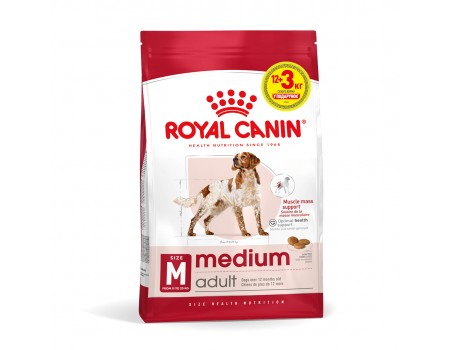 Royal Canin Medium Adult для взрослых собак средних размеров, 12+3 кг