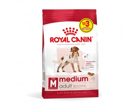 Royal Canin Medium Adult для взрослых собак средних размеров, 12+3 кг