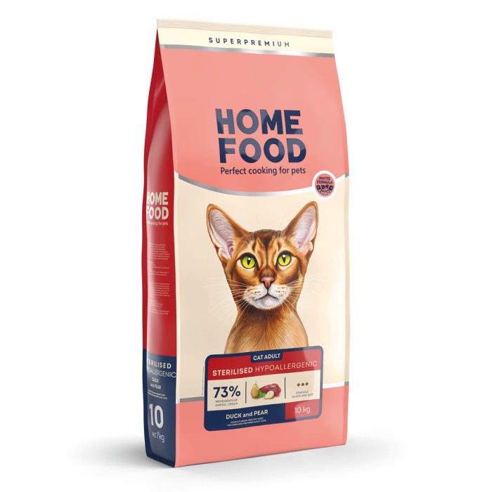 Home Food Корм CAT ADULT беззерновий гіпоалергенний стерелізовне Качка та груша (10 кг)