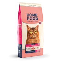 Сухий корм HOME FOOD ADULT Healthy skin and shiny coat, здорова шкіра та блиск шерсті для дорослих котів, індичка та лосось, 10 кг