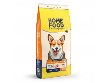 Home Food Корм DOG ADULT MEDIUM Здорова шкіра та блиск шерсті «Індичка та лосось» (10 кг)