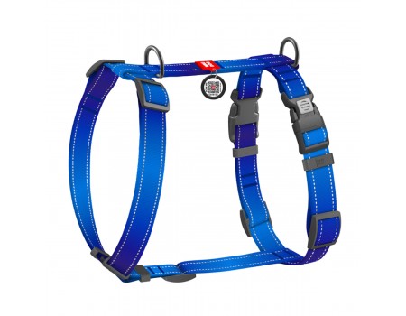 Шлея для собак H-подібна WAUDOG Nylon Mono QR світловід. розмір М Ш 20мм А 38-60cм В 45-60cм синій