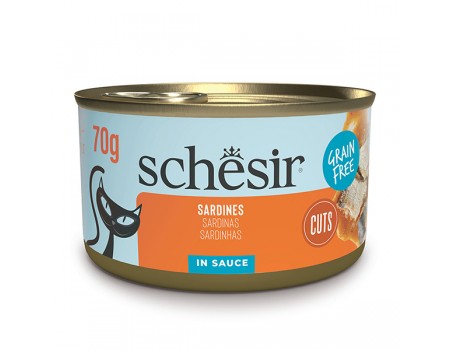Schesir Grill Sardines ШЕЗИР САРДИНА в соусе натуральные консервы беззерновой корм для кошек, 70 г