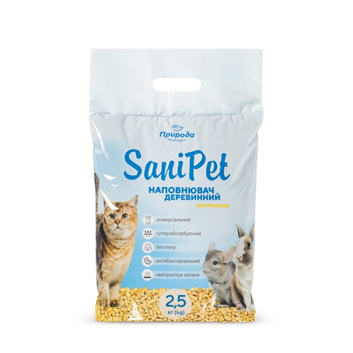 Дерев'яний наповнювач Sani Pet «Універсальний», 2,5 кг