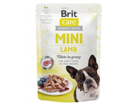 НАБОР Корм влажный Brit Care Mini pouch для собак, филе в соусе, ягненок 85 г, 8 шт