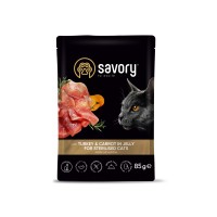 Вологий корм Savory для стерилізованих котів, індичка з морквою в желе, пауч, 85 г
