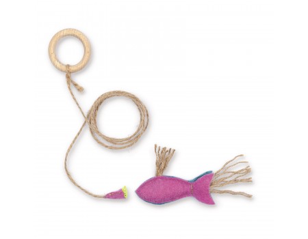 Игрушка-удочка для кошек Природа "Рыбка на магните" розовая, 9х15 см