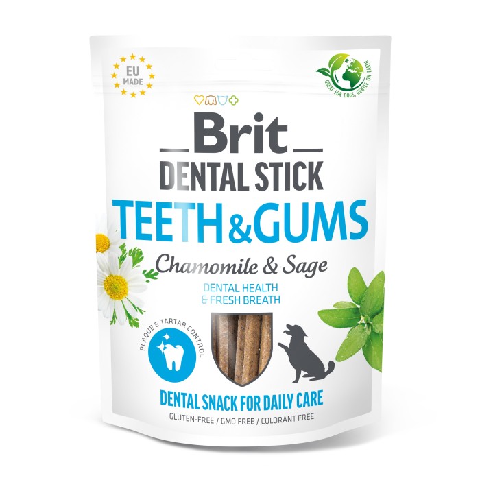 Ласощі для собак Brit Dental Stick Teeth & Gums здорові ясна та зуби, ромашка і шавлія, 7 шт, 251 г