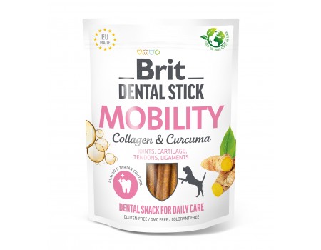 Лакомства для собак Brit Dental Stick Mobility для мобильности суставов, коллаген и куркума, 7 шт, 251 г