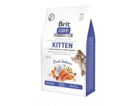 Сухой корм для котят Brit Care Cat GF Kitten Gentle Digestion Strong Immunity с лососем, 0,4 кг