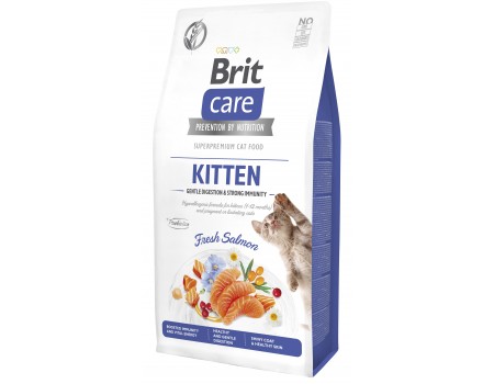 Сухой корм для котят Brit Care Cat GF Kitten Gentle Digestion Strong Immunity с лососем, 7 кг