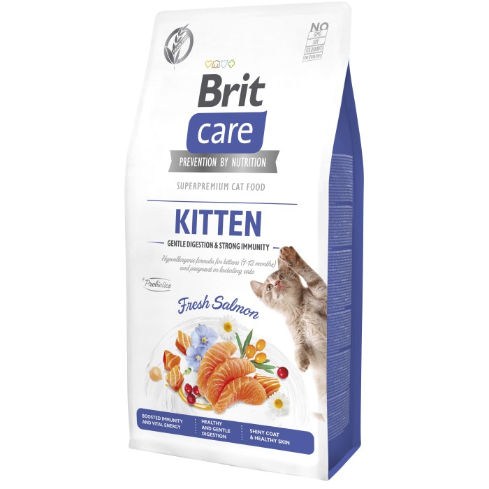 Сухой корм для котят Brit Care Cat GF Kitten Gentle Digestion Strong Immunity с лососем, 7 кг