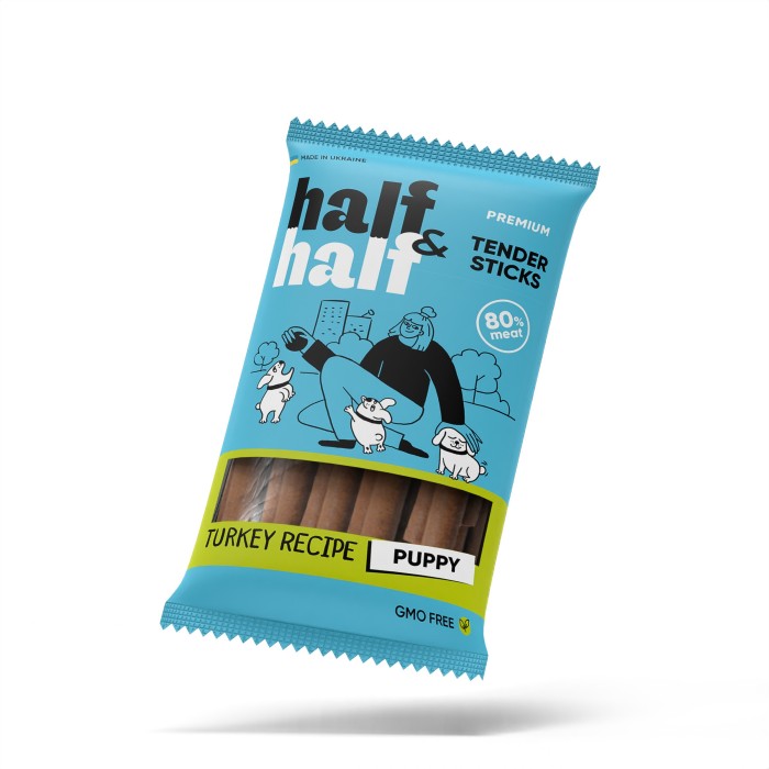 Лакомство Half&Half мясные палочки для щенков с индейкой 100 г