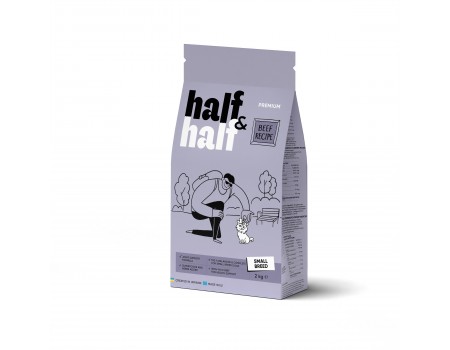 Корм сухой HalfHalf для взрослых собак маленьких пород с говядиной 2 кг