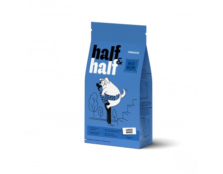 Корм сухий HalfHalf для дорослих собак великих порід із яловичиною 12 кг