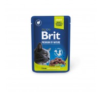 Вологий корм Brit Premium Cat pouch для стерилізованих котів, ягнятина..