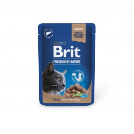 Вологий корм Brit Premium Cat pouch для стерилізованих котів, печінка,..