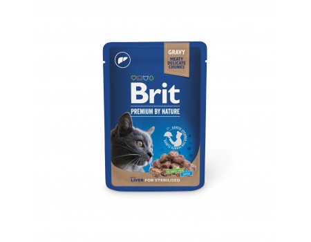 Вологий корм Brit Premium Cat pouch для стерилізованих котів, печінка, 100 г