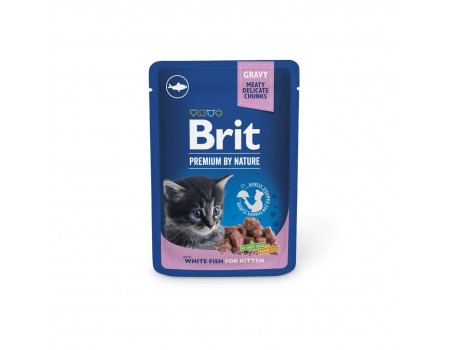 Вологий корм Brit Premium Cat pouch для кошенят, біла риба, 100 г 