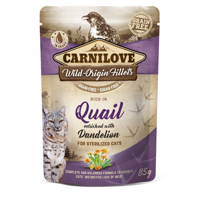 Корм вологий Carnilove Rich in Quail, для стерилізованих котів, з перепілкою і кульбабою, 85 г 