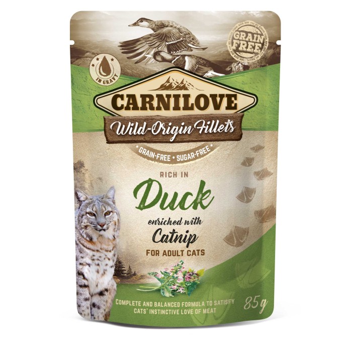 Корм влажный Carnilove Rich in Duck, для кошек, с уткой и кошачьей мятой, 85 г