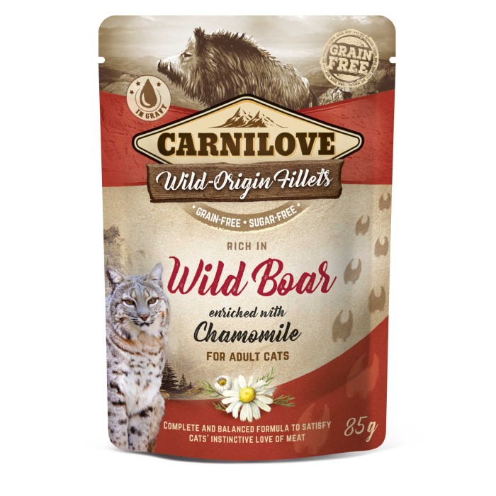 Корм влажный Carnilove Rich in Wild Boar, для кошек, с кабаном и ромашкой, 85 г