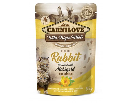 Влажный корм Carnilove cat pouch для котят с кроликом и календулой, 85 г