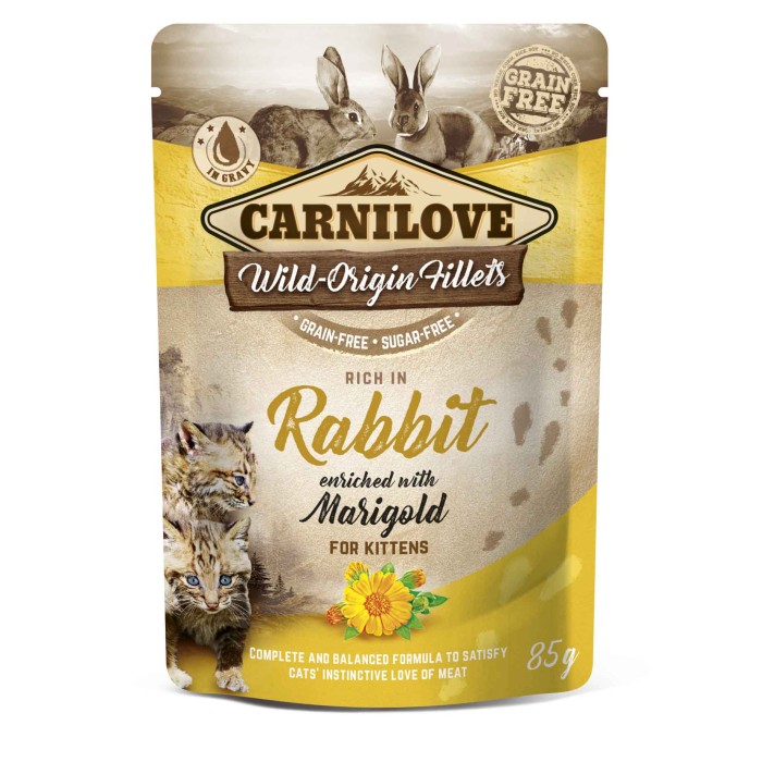 Корм вологий Carnilove Rich in Rabbit, для кошенят, з кроликом і календулою, 85 г 