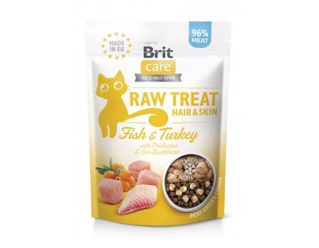 Ласощі для котів Brit Raw Treat Hair & Skin Freeze-dried з рибою та індичкою, 40 г