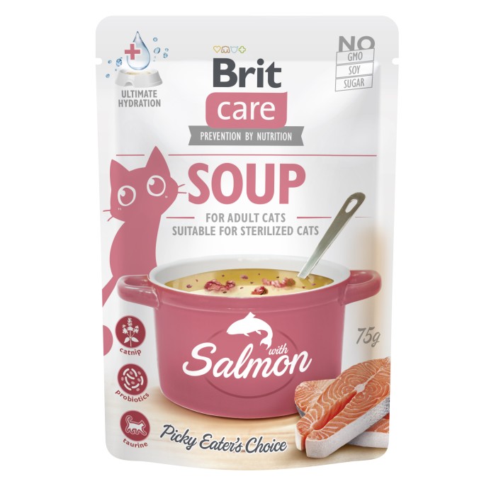 Корм вологий "Суп для котів Brit Care Soup with Salmon з лососем", 75 г 