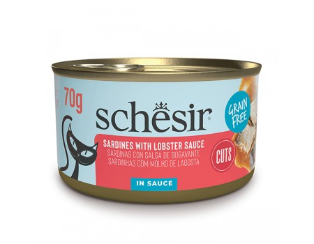 Schesir Grill Sardines with Lobster sauce ШЕЗИР САРДИНА С ЛОБСТЕРОМ в соусе натуральные консервы беззерновой корм для кошек, 70 г