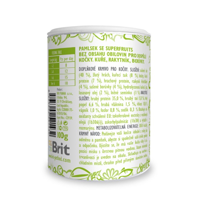 Ласощі для котів Brit Care Cat Snack Superfruits Chicken, курка 100 г